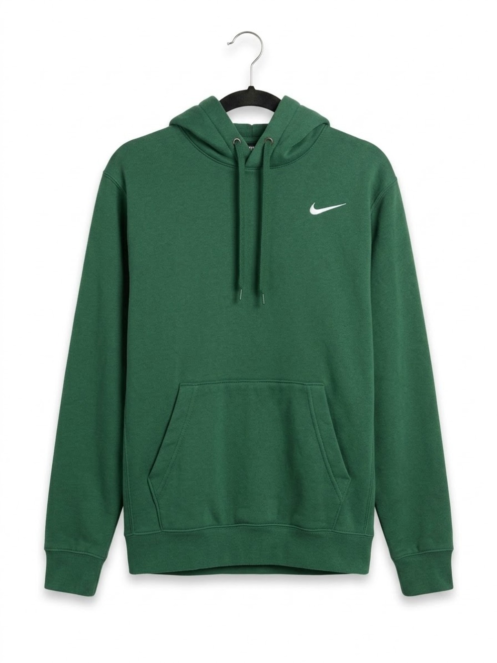Nike Men's Dark Green Pullover Hoodie with White Swoosh
